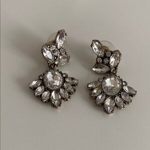 J. Crew Factory Silver Statement Earrings with Sparkling Stones